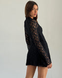 Image of Silvanna Keyhole Mini Dress in Lace Black