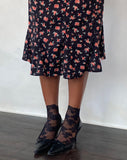 Image of Sima Midi Skirt in Flowing Rose Black