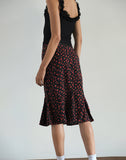 Image of Sima Midi Skirt in Strawberry Polka Black