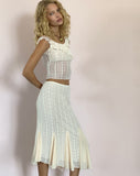 Image of Betharia Frill Detail Midi Skirt in Cream Lace