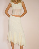 Image of Betharia Frill Detail Midi Skirt in Cream Lace