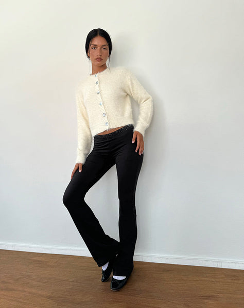 Image of Sinena Lace Trim Trousers in Black