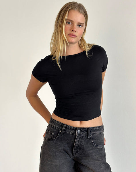 Image of Sipang Tie Back Top in Black