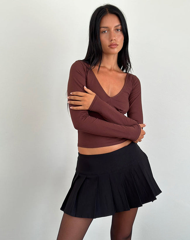 Image of Sisil Long Sleeve Top in Bitter Chocolate