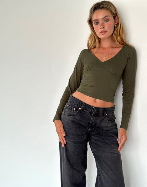 Image of Sisil Long Sleeve Top in Olive