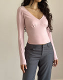 Image of Sisil Long Sleeve Top In Pink Lady