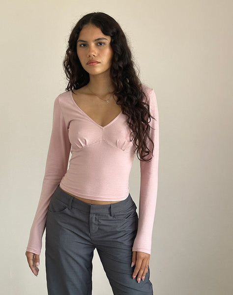 Image of Sisil Long Sleeve Top In Pink Lady