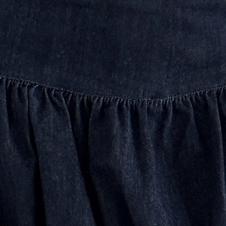 Sisila Puffball Mini Skirt in Chambray Indigo