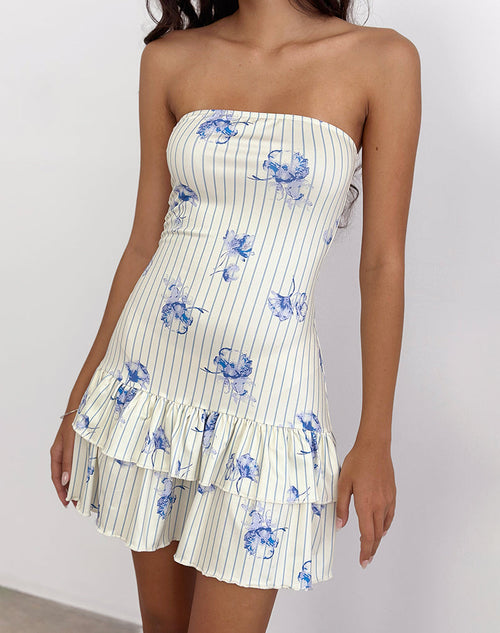 Image of Sitav Dress in Floral Stripe Cream