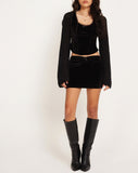 Image of Ifa Low Rise Mini Skirt in Black Velvet