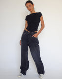 Image of Skater Low Rise Jean in Vintage Black with White Top Stitch