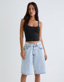 Image of Low Rise Skater Shorts in 80's Light Wash Blue