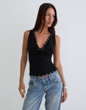Image of Slater Studded Top in Rayon Jersey Black
