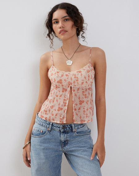 Tarala Halterneck Top in Daco Rose Crinkle