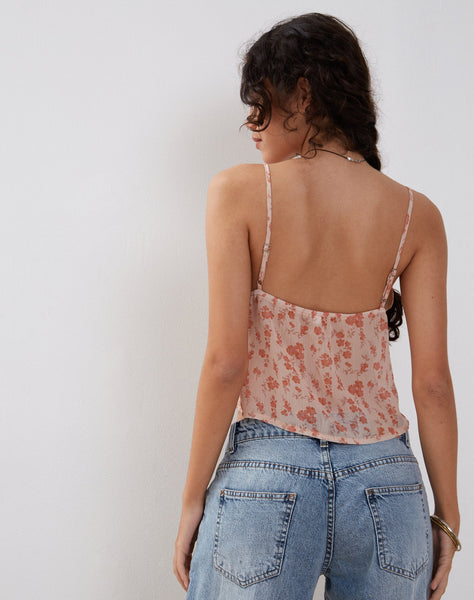 Image of Slavina Cami Butterfly Top in Peach Cherry Blossom