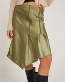 Image of Slaza Midi Skirt in Satin Olive