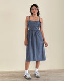 Image of Sloane Midi Dress in Mini Dark Blue Gingham