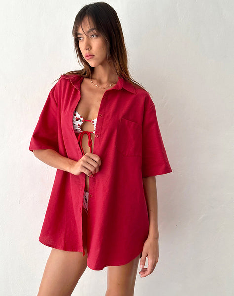 Image of  Smith Oversized Shirt in Adrenaline Red