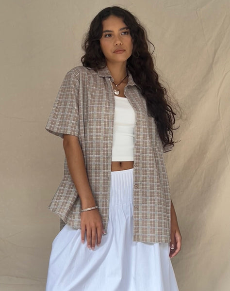 image of Smith Short Sleeve Shirt in Taupe Check