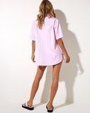 Image of Smith Short Sleeve Shirt in Vertical Stripe Pink and White