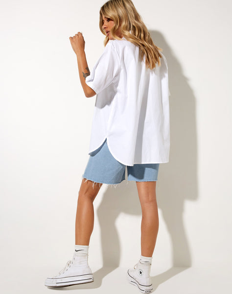 Image of Smith Short Sleeve Shirt in Poplin White