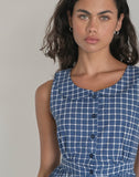 image of Sokasi Mini Dress in Navy Tartan