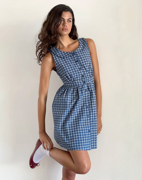 image of Sokasi Mini Dress in Navy Tartan