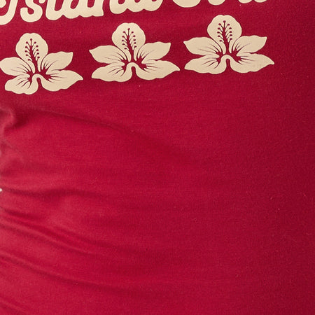 Solani Top in Adrenaline Red with Stone Binding and Island Girl Graphic