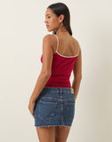 Image of Solani Top in Adrenaline Red with Stone Binding and Island Girl Graphic