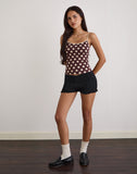 Image of Solani Top in Brown with Big Cream Polka Print