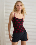 Image of Solani Top in Brown with Big Polka Red