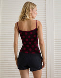Image of Solani Top in Brown with Big Polka Red