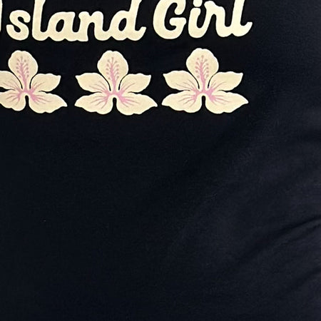Solani Cami Top in Black with Baby Pink Binding and Island Girl Print