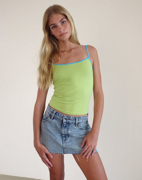 Image of Solani Top in Green Banana with Blue Binding