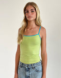 Image of Solani Top in Green Banana with Blue Binding