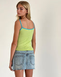 Image of Solani Top in Green Banana with Blue Binding