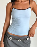 Image of Solani Top in Nantucket Blue with Deep Mahogony Binding