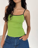 Image of Solani Top in Wasabi with Black Binding