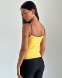 Image of Solani Top in Yellow May with Deep Mahogony Binding