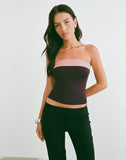 Image of Solna Bandeau Top in Redwood with Pink Lady Binding