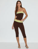 Image of Vivah Fold-over Capri in Chocolate Brown with Pistachio Binding