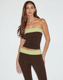 Image of Solna Bandeau Top in Chocolate Brown with Pistachio Binding