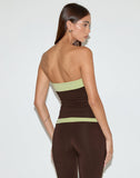 Image of Solna Bandeau Top in Chocolate Brown with Pistachio Binding