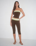 Image of Vivah Fold-over Capri in Chocolate Brown with Pistachio Binding