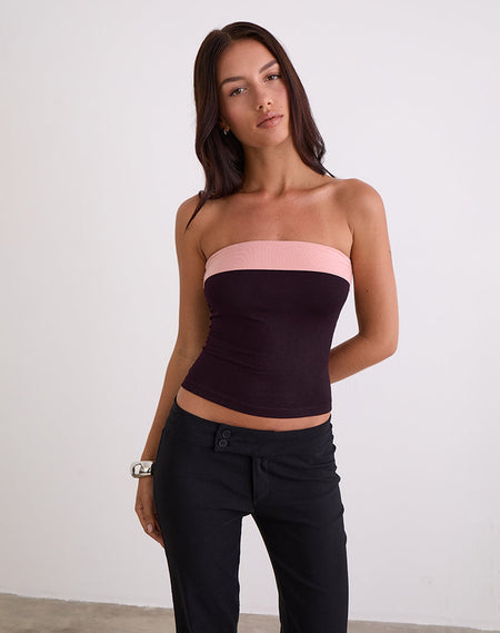 Ender Tie Bandeau Top in Rayon Ballet Pink