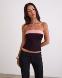 Image of Solna Bandeau Top in Redwood with Pink Lady Binding