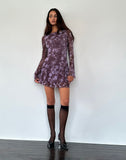 Image of Sonata Mini Dress in Botanic Sketch Purple