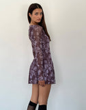 Image of Sonata Mini Dress in Botanic Sketch Purple