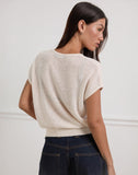 Image of Sorin Deep Waistband Top in Knit Ecru