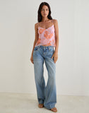 Image of Sorira Flare Top in Floral Pink and Orange